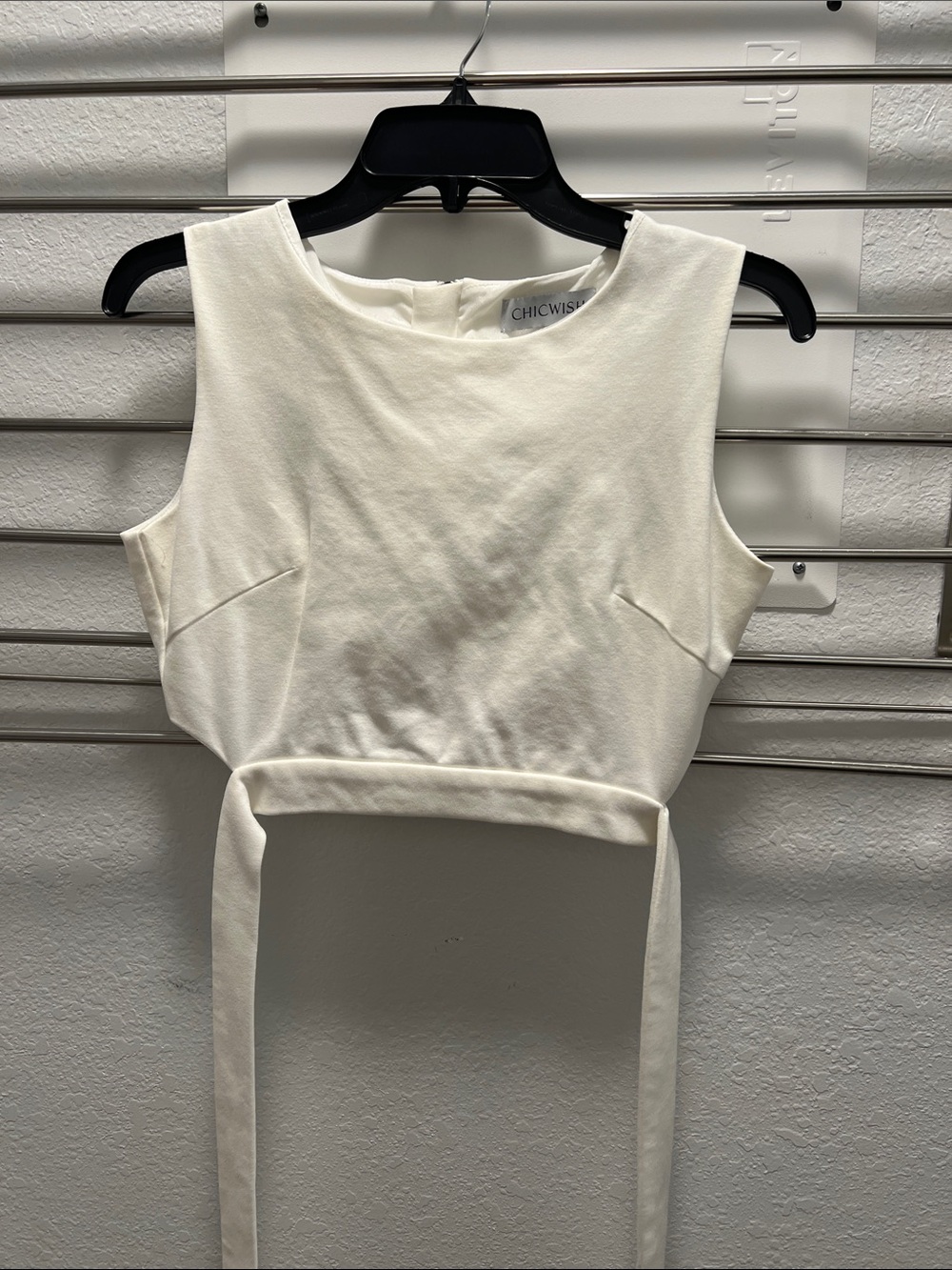 Chicwish Cream Sleeveless Crop Top with Waist Tie
